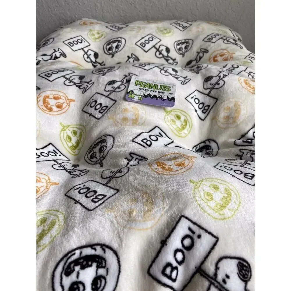 PEANUTS SNOOPY Halloween Dog Cozy Pet BED Super Soft Jack O Lantern BOO 39 X 26”